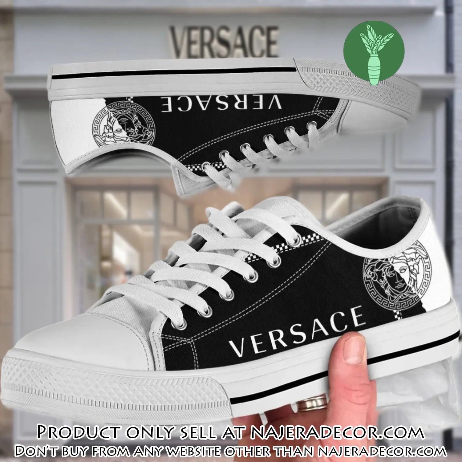 Versace black white medusa low top canvas shoes luxury brand gifts for men women njr2649483